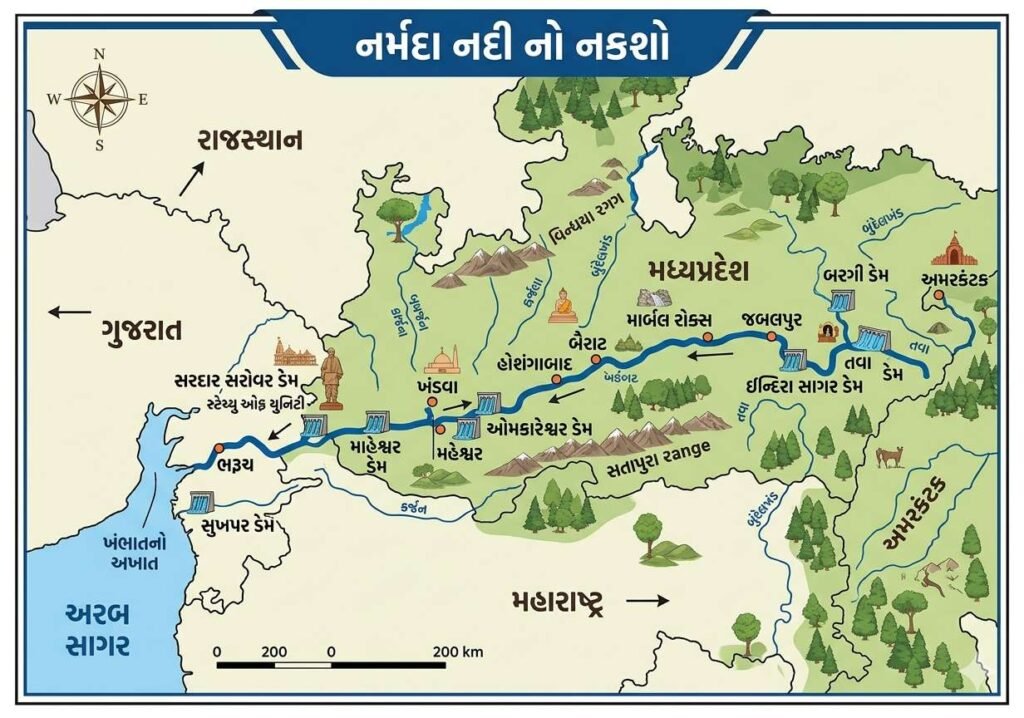 Narmada River Map