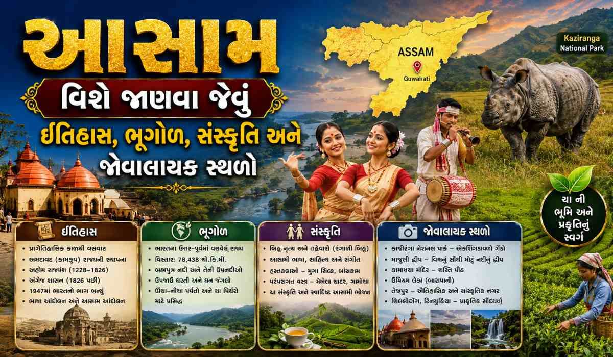 આસામ વિશે જાણવા જેવું ઇતિહાસ, ભૂગોળ, સંસ્કૃતિ અને જોવાલાયક સ્થળો