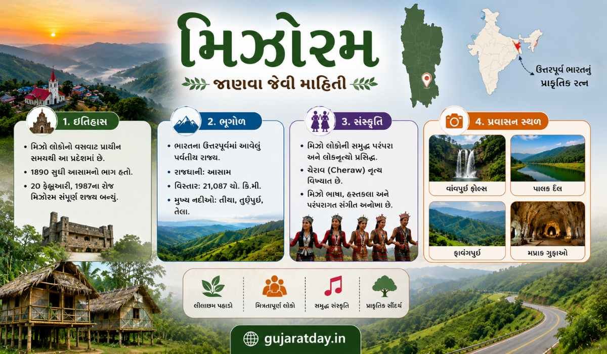 મિઝોરમ વિશે જાણવા જેવી માહિતી ઇતિહાસ, ભૂગોળ, સંસ્કૃતિ અને પ્રવાસન સ્થળ